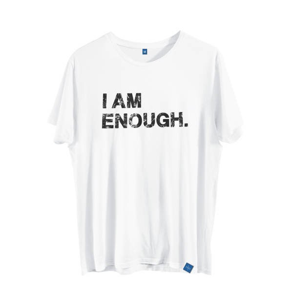 T-shirt oversize 'I AM ENOUGH' white