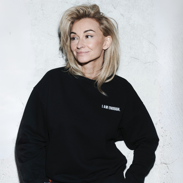 Ciepła bawełniana bluza oversize 'I AM ENOUGH.'