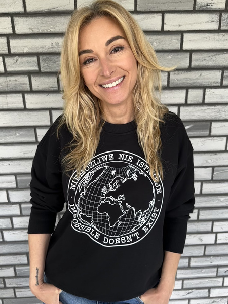 Bluza oversize 'NIEMOŻLIWE NIE ISTNIEJE' - czarna