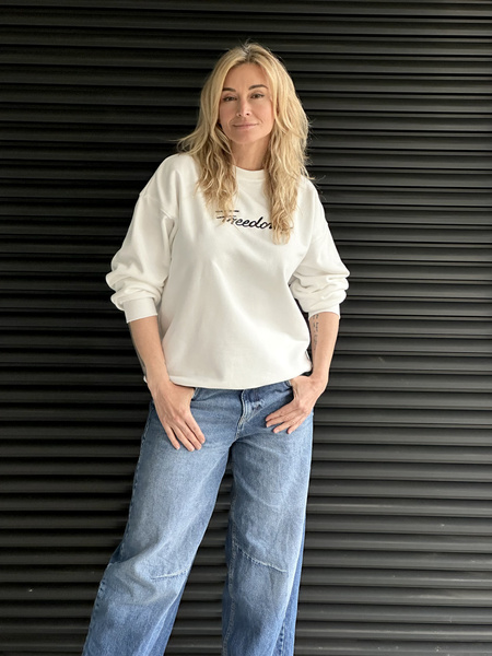 Bluza oversize 'FREEDOM' - off-white