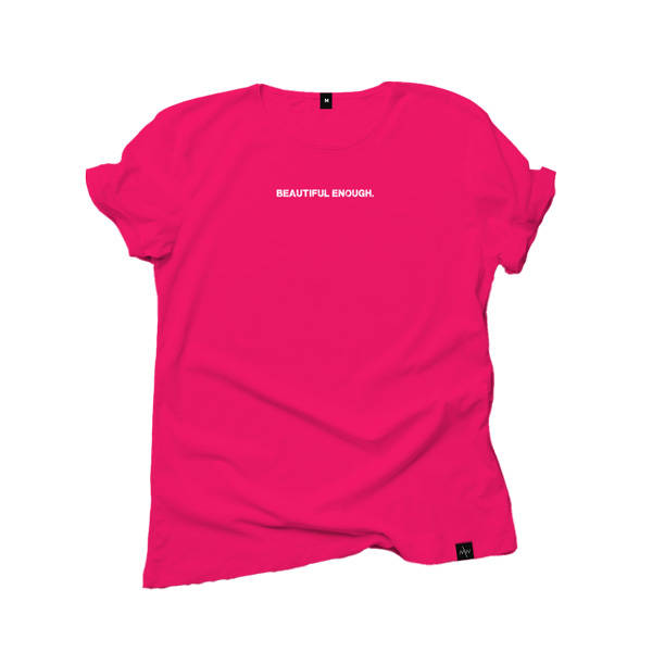 T-shirt 'BEAUTIFUL ENOUGH' dark pink
