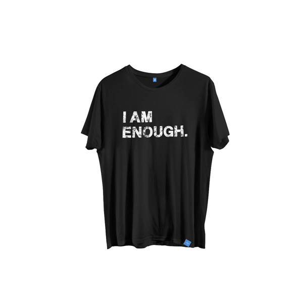 T-shirt oversize 'I AM ENOUGH' black