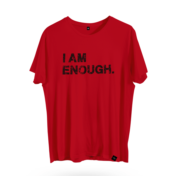 T-shirt oversize 'I AM ENOUGH' red limited edition
